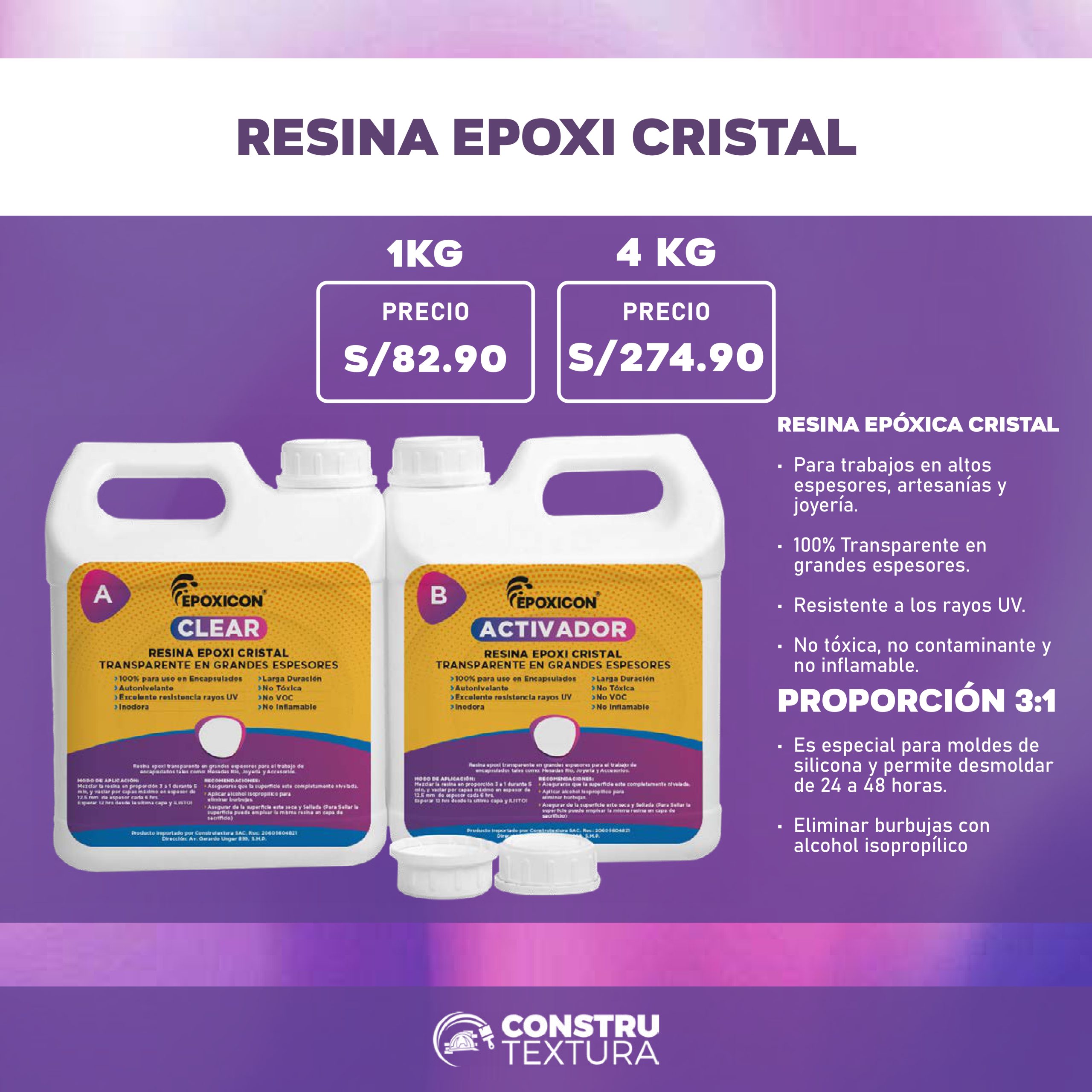 RESINA EPOXI CRISTAL,Presentacion de 1 Kg. 
